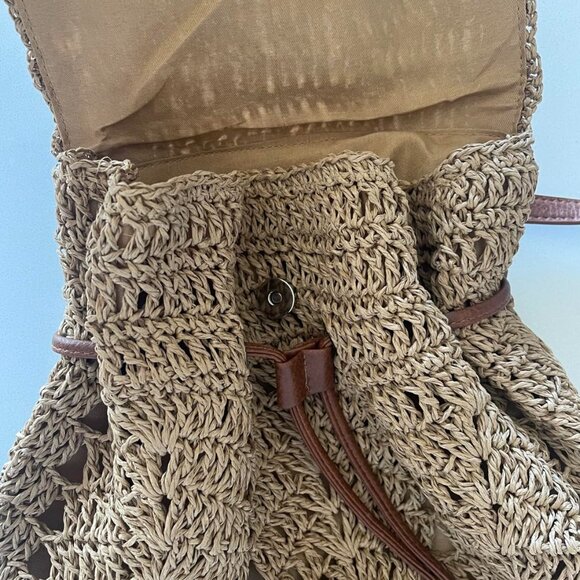 Neiman Marcus Beach Medium Straw Handmade Woven Backpack